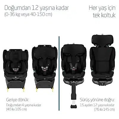 Maxi-Cosi Emerald 360 Pro I-size Araç Dışına Çıkabilen Isofix'li Dönebilir Yatabilir Slidetech Oto Koltuğu 0-36 Kg Authentic Black - 4