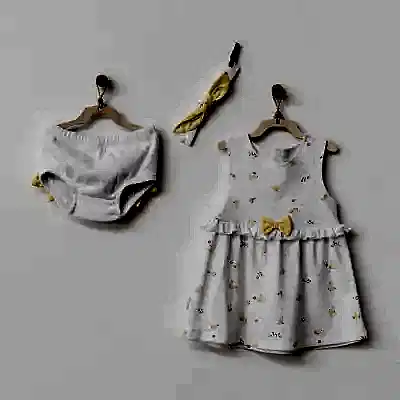 Andy Wawa Kız Elbise Takımı 3lü Happy Chicky Beyaz