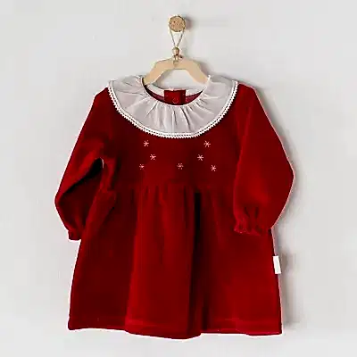 Andy Wawa Kız Elbise Velvet Happy New Year Bordo