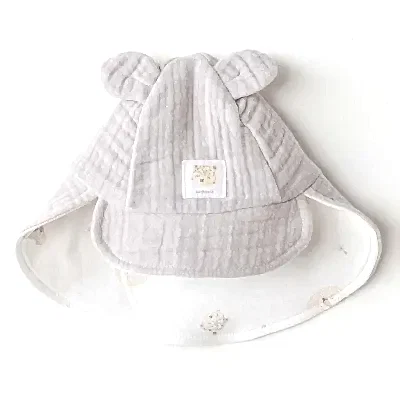 Andy Wawa Müslin Bebek Şapka Happy Animals Gri