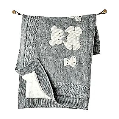 Andy Wawa Unisex Battaniye Triko 95x85cm Gri Melanj 