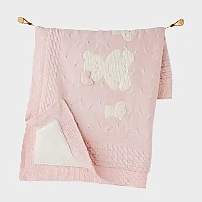 Andy Wawa Unisex Battaniye Triko 95x85cm Pembe Melanj