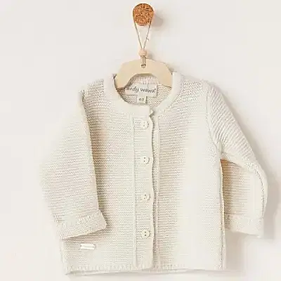 Andy Wawa Unisex Ceket Triko Basic  Ekru