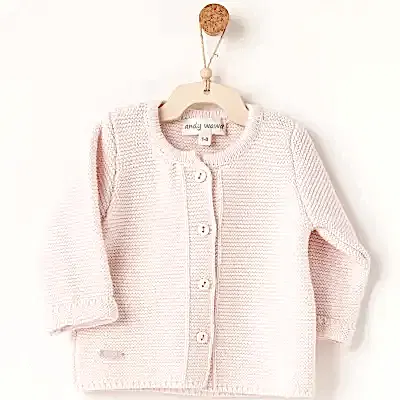 Andy Wawa Unisex Ceket Triko Basic  Pembe