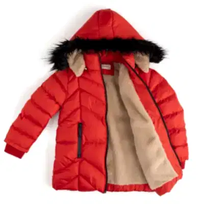 Angeltouch Kız Su Geçirmez Kaban Ters V Desen Kırmızı