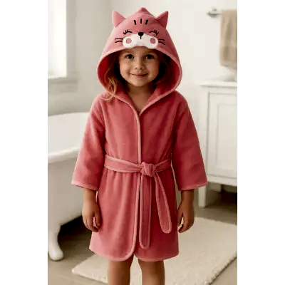 Angeltouch Unisex Bebek Bornozu Figürlü Pembe