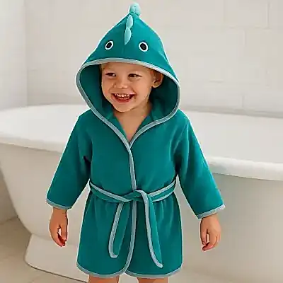 Angeltouch Unisex Bebek Bornozu Figürlü Petrol