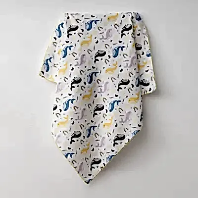 Baby Mammas Çok Amaçlı Bebek Müslin Örtü Balıklı 80x90cm Sarı