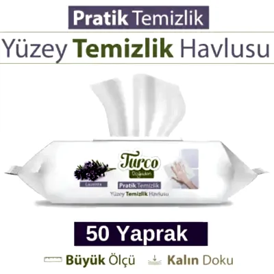Baby Turco Doğadan Yer Temizlik Havlusu Lavanta 50li