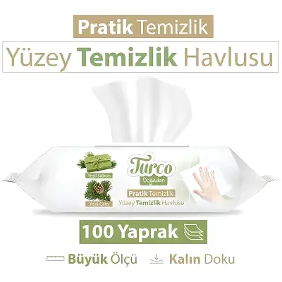 Baby Turco Doğadan Yüzey Temizlik Havlusu 100lü