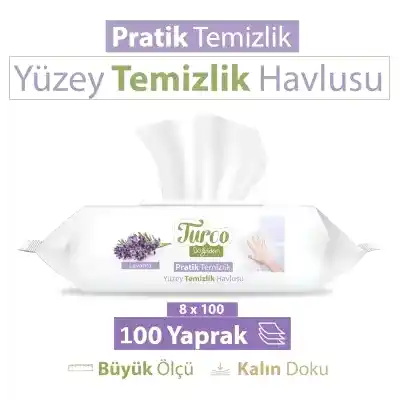 Baby Turco Doğadan Yüzey Temizlik Havlusu Lavanta 100lü