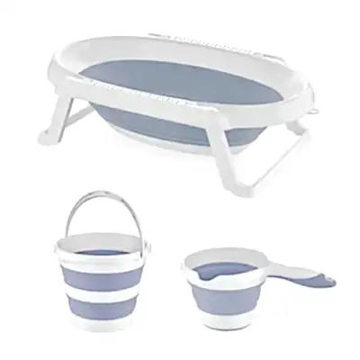 Babyjem Katlanabilen Bebek Banyo Seti 3lü Mavi