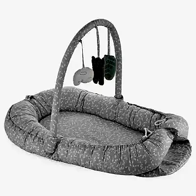 Babyjem Oyuncaklı Anne Baba Yanı Yatağı Gri Çiçek