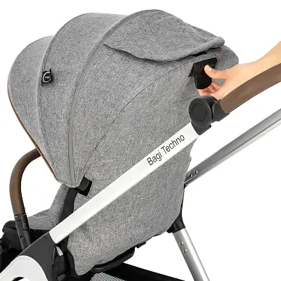 Bagi Techno Autofold Çift Yönlü Kolay Katlanabilir Bebek Arabası Gri - 12