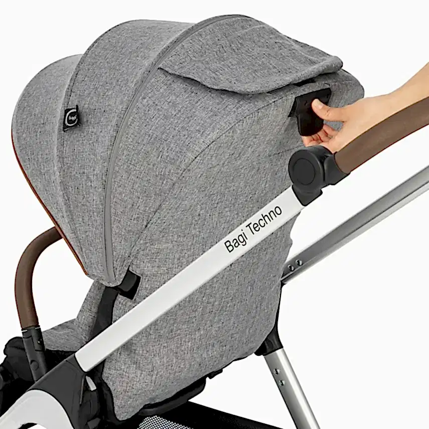 Bagi Techno Autofold Çift Yönlü Kolay Katlanabilir Bebek Arabası Gri - 12