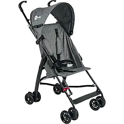 Be-Be Basic Pratik Ultra Hafif Katlanabilir Baston Bebek Arabası  Siyah Gri