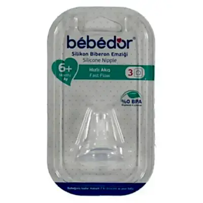Bebedor Orta Akış 6+ Ay Silikon Yumuşak Biberon Emziği
