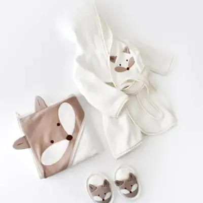 Bibaby Erkek Bornoz Takımı Sweet Fox Ekru - Kahverengi