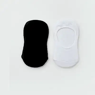 Bibaby Erkek Organik Babet Çorap 2li Basic Siyah - Beyaz