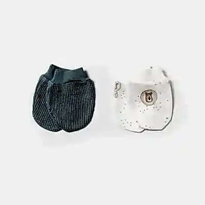 Bibaby Erkek Organik Eldiven 2li Brave Lion Ekru - Turkuaz