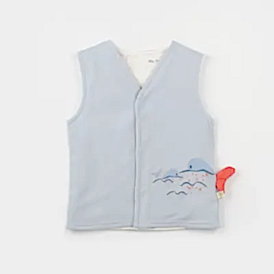 Bibaby Erkek Organik Yelek Penye Sun Lets Sail Ekru - Mavi