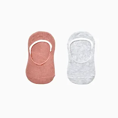 Bibaby Kız Organik Babet Çorap 2li Basic Gri - Gül Kurusu