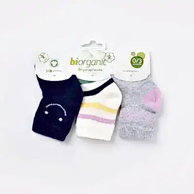 Bibaby Kız Organik Çorap Soket 3lü Smile Lacivert