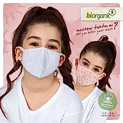 Bibaby Kız Organik Maske 2li Kirpi Pembe - Kar Melanj