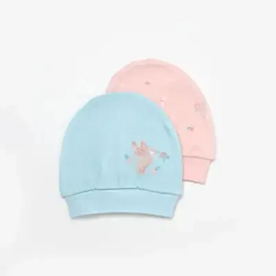 Bibaby Kız Organik Şapka 2li Always Happy Gül Kurusu - Mint