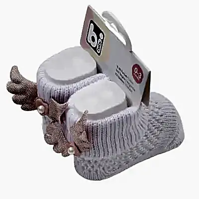 Bibaby Kız Patik Çorap Angel Beyaz - Pembe