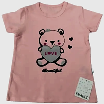 Bibaby Kız T-Shirt Bimboo Love Somon
