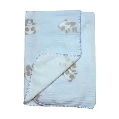 Bibaby Unisex Battaniye Clever Panda Fluffy Mavi