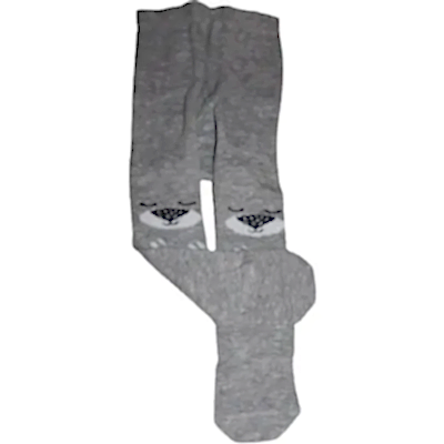 Bibaby Unisex Çorap Külotlu Desenli Gri - Ayı