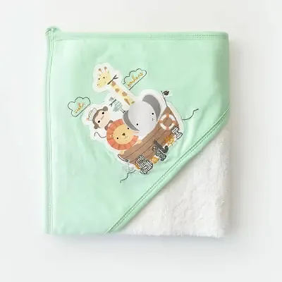 Bibaby Unisex Havlu Animals On Board Ekru - Yeşil