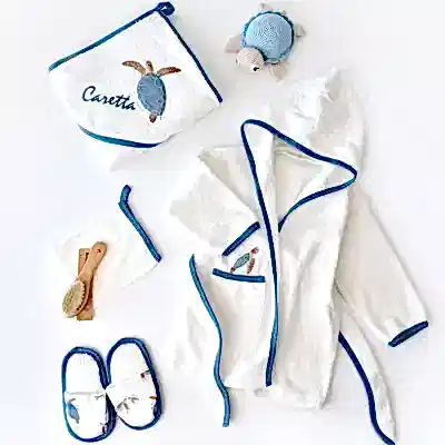 Bibaby Unisex Organik Bornoz Takımı Caretta In Live İndigo