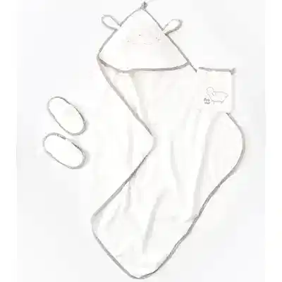 Bibaby Unisex Organik Bornoz Takımı Curly Sheep Bej