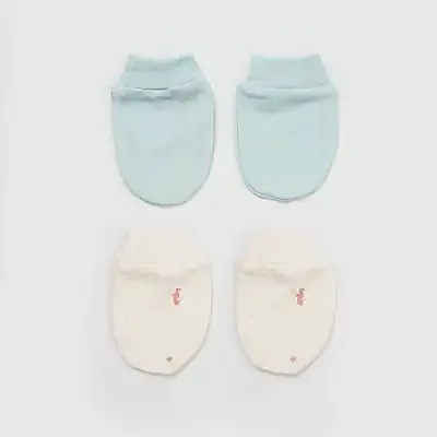 Bibaby Unisex Organik Eldiven 2li Save The Seahorse Bej - Mint