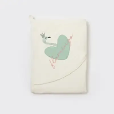Bibaby Unisex Organik Havlu Örme Lovely Flamingo Ekru - Yeşil