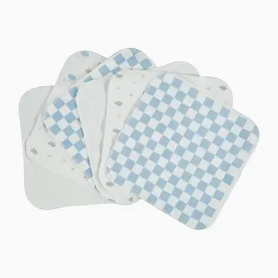 Bibaby Unisex Organik Mendil 6lı Penye Desenli Mavi