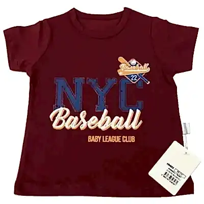 Bibaby Unisex T-Shirt Bimboo Baseball Bordo