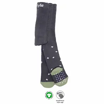 Bistyle Unisex Organik Çorap Külotlu Kaymaz Havlu Puanlı Antrasit