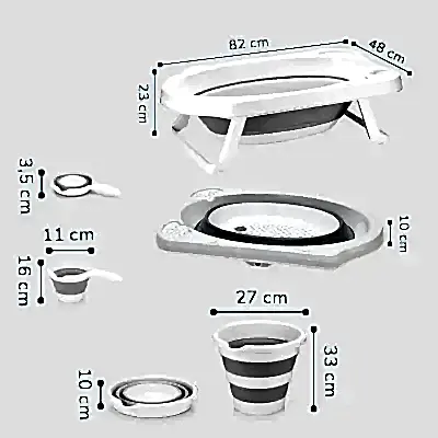 BM Care Katlanabilir Bebek Banyo Küvet Seti 5'li Gri - 29