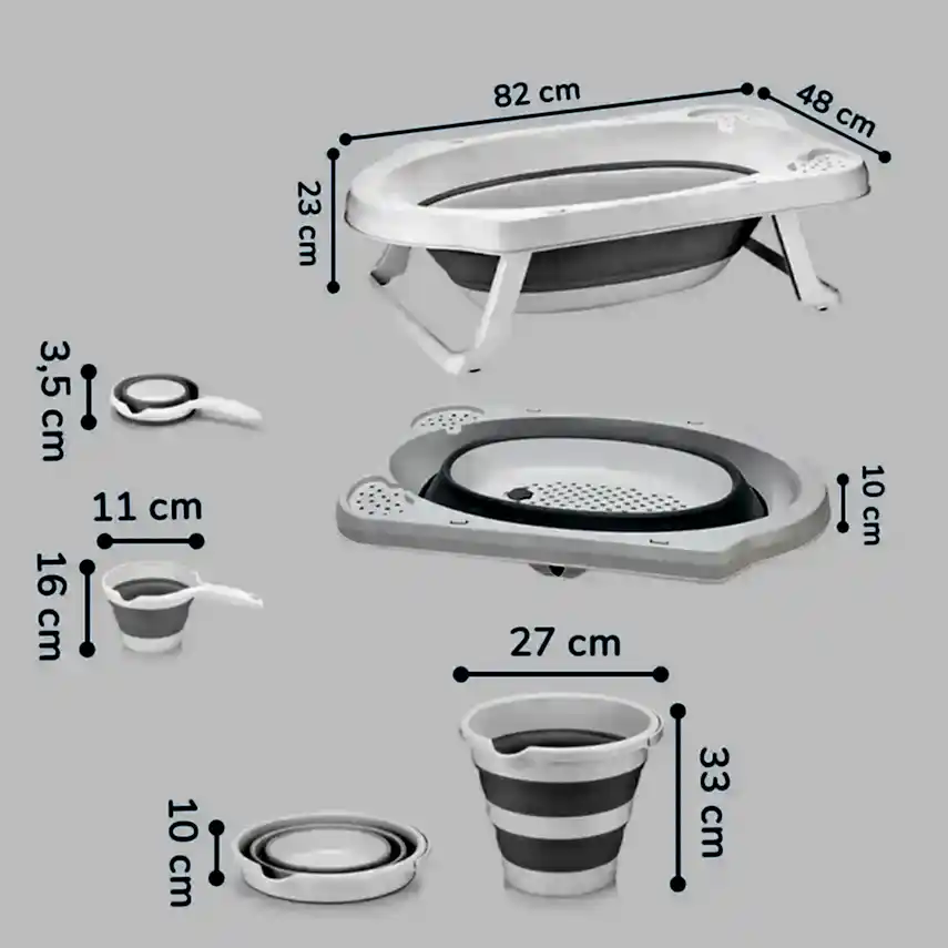 BM Care Katlanabilir Bebek Banyo Küvet Seti 5'li Gri - 29