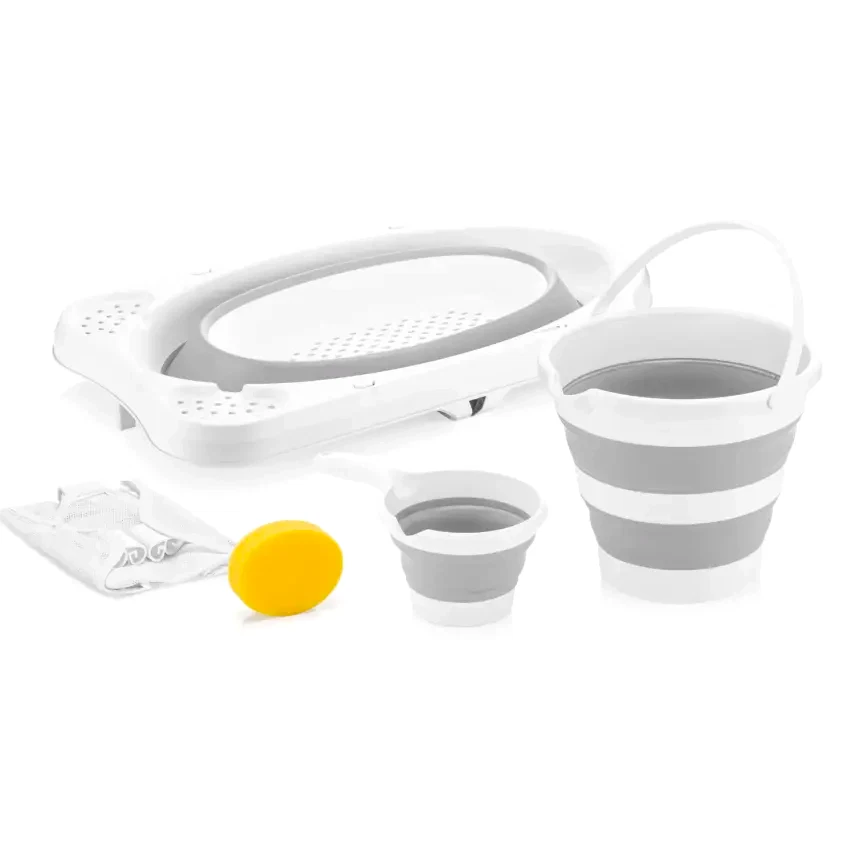 BM Care Katlanabilir Bebek Banyo Küvet Seti 5'li Gri - 7