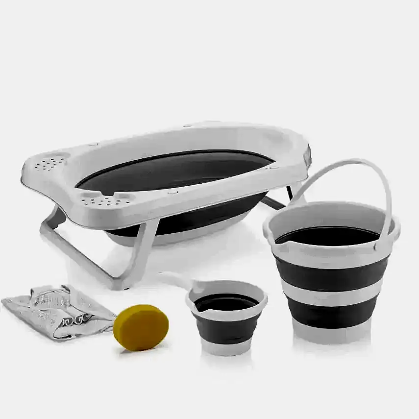 BM Care Katlanabilir Bebek Banyo Küvet Seti 5'li Gri - 3