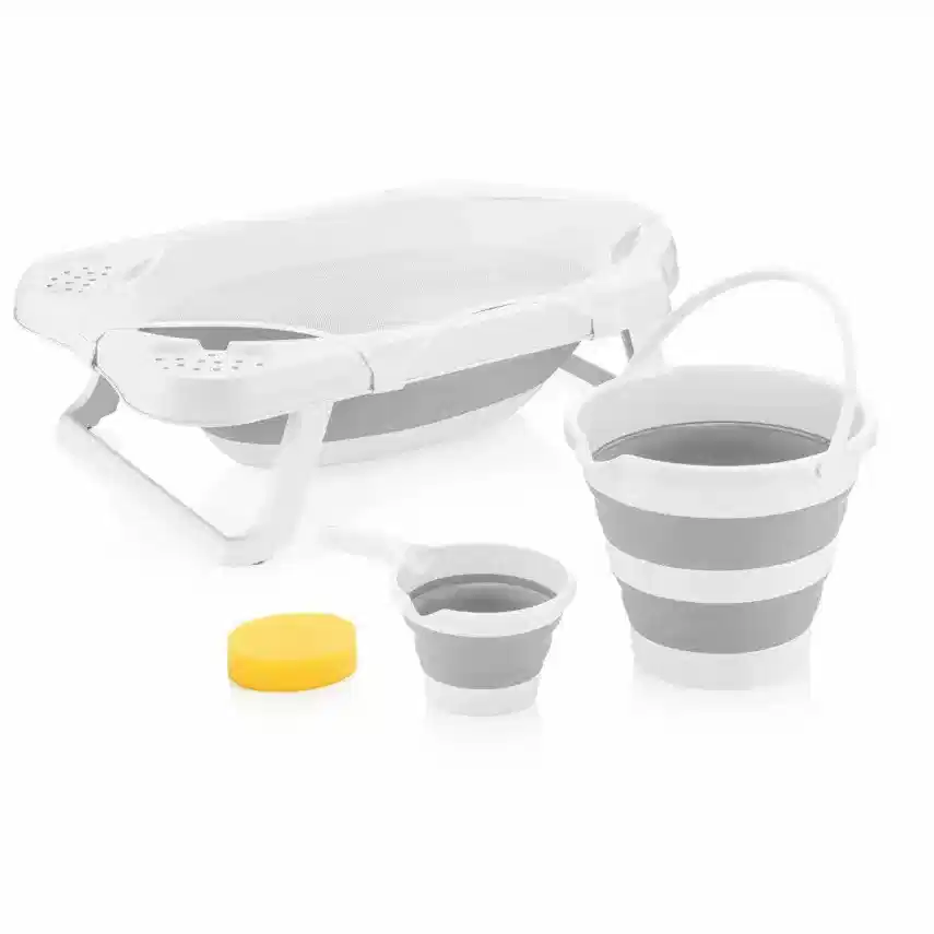 BM Care Katlanabilir Bebek Banyo Küvet Seti 5'li Gri - 1