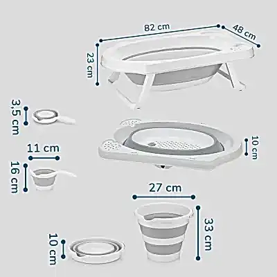 BM Care Katlanabilir Bebek Banyo Küvet Seti 5'li Gri - 5
