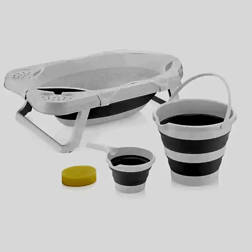 BM Care Katlanabilir Bebek Banyo Küvet Seti 5'li Gri - 2