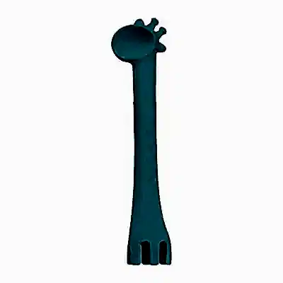 BM Care Silikon Çok Amaçlı Mama Çatal Kaşık Zürafa Mavi