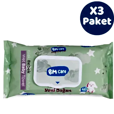 BM Care Yenidoğan Islak Havlu 3x40lı - 10